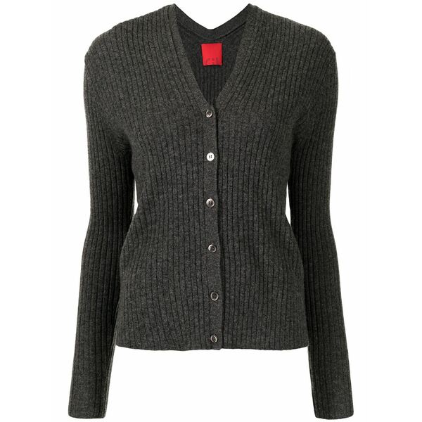 カシミア イン ラブ レディース カーディガン アウター Inez ribbed-knit cropped cardigan Grey｜asty