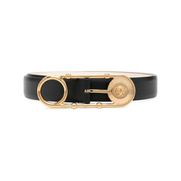 ヴェルサーチ レディース 三尺帯 付属物 Safety pin leather belt Black