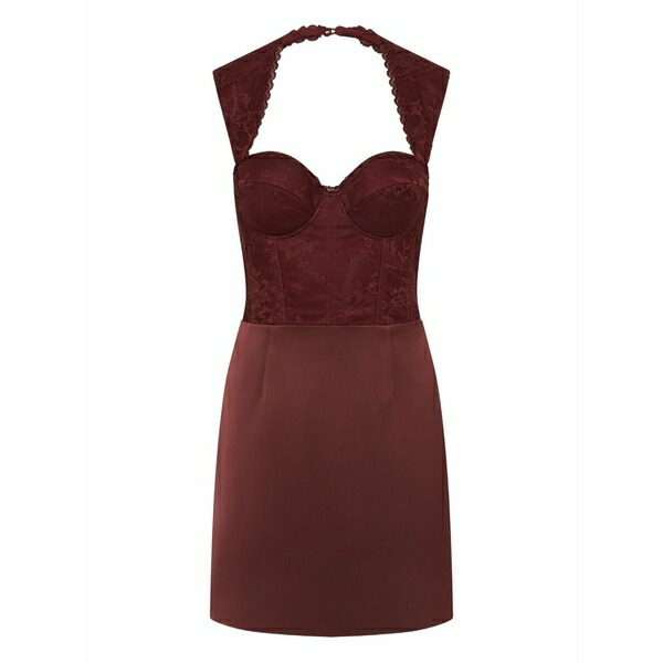 レベッカ・ヴァランス レディース ワンピース トップス Avalon lace-bodice mini dress Red|asty
