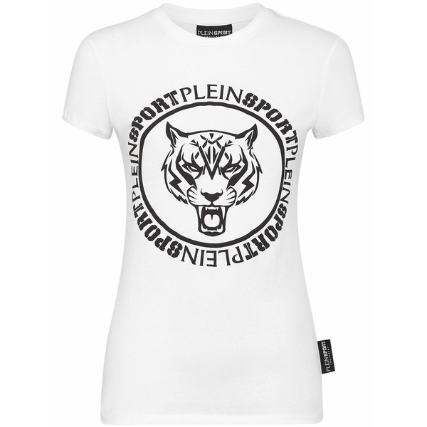 プレインスポーツ レディース Tシャツ トップス Logo-print cotton t-shirt White｜asty