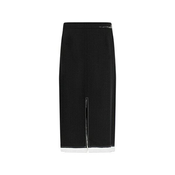 マルニ レディース スカート ボトムス Split logo-embroidered midi skirt Black｜asty