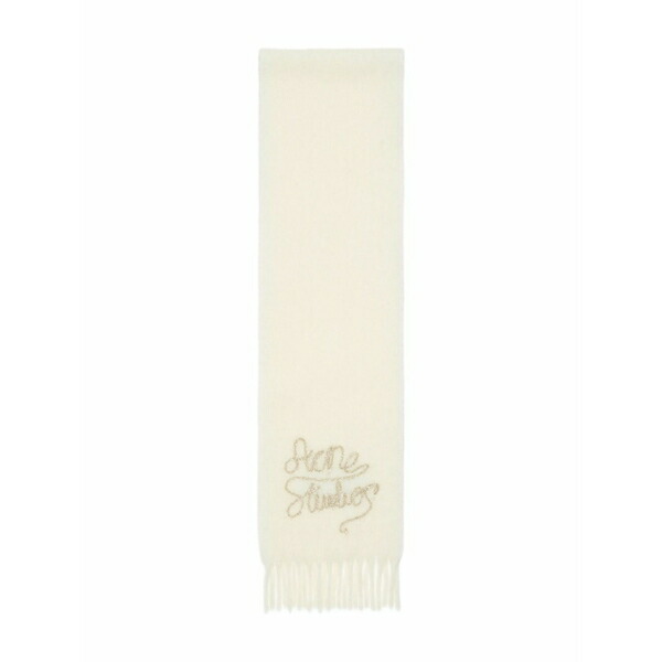 アクネ ストゥディオズ メンズ えり巻き・袈裟・えり巻き 付属物 Fringed logo-detail scarf Neutrals