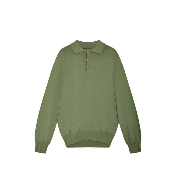 カナーリ メンズ ポロシャツ トップス Long-sleeve polo shirt Green｜asty
