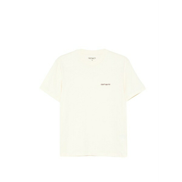 鉄道車両ハート形 レディース プルオーバー トップス Script logo-embroidered t-shirt Neutrals