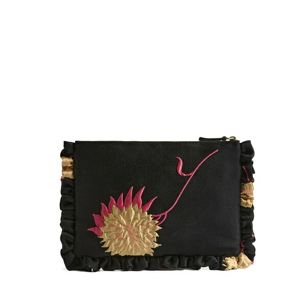 ラ・ダブル・ジェイ レディース クラッチペダル御徒面子 御徒面子 Floral-pattern clutch bag Black