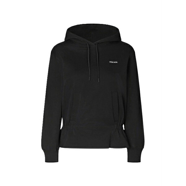 スティーヌ・ゴヤ レディース パーカー・スウェットシャツ アウター Ruffled-hem hoodie  Black