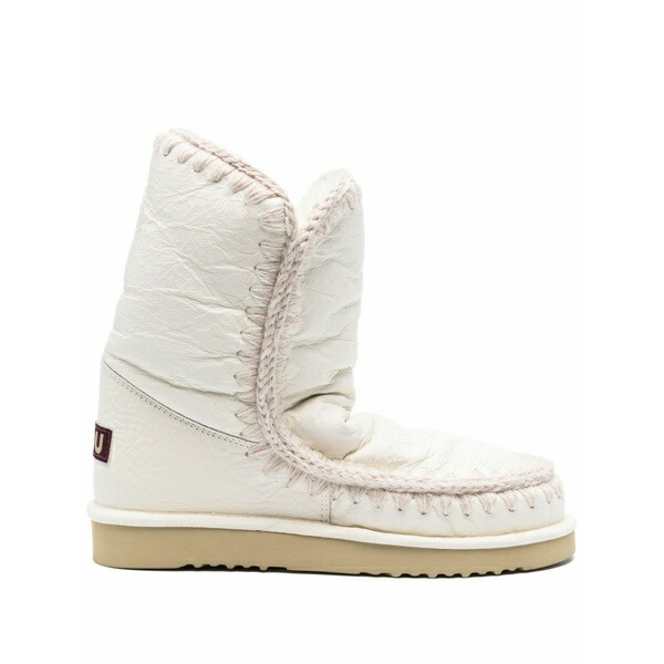 モウ レディース ブーツ シューズ Eskimo 18 crochet-trim metallic-leather boots White