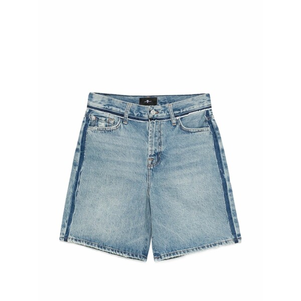 7フォーオールマンカインド レディース カジュアルパンツ ボトムス Stripe denim shorts Blue|asty