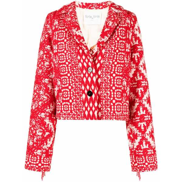 フォルテ フォルテ レディース 上衣＆上衣 アウター Clio jacquard fringed jacket Red