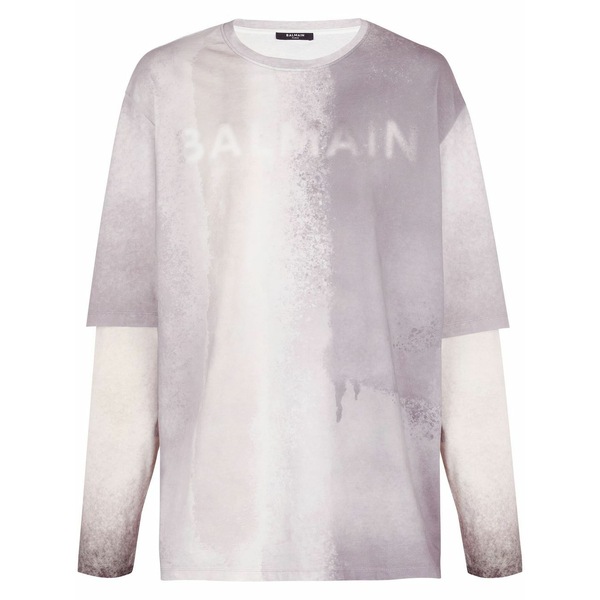 バルマン メンズ Tシャツ トップス Logo-print organic cotton t-shirt Grey|asty