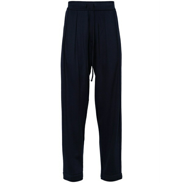 フォーエスデザインズ メンズ カジュアルパンツ ボトムス Logo-embroidered inverted-pleat track pants Blue|asty