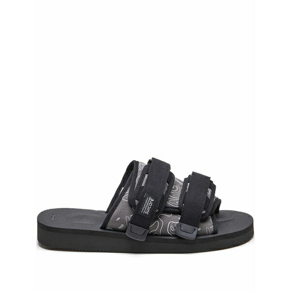 スイまかない方 メンズ サンダル シューズ Triple-strap patterned sandals Black