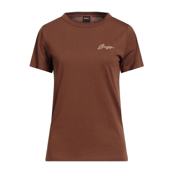 【送料無料】 ボス レディース Tシャツ トップス T-shirts Brown
