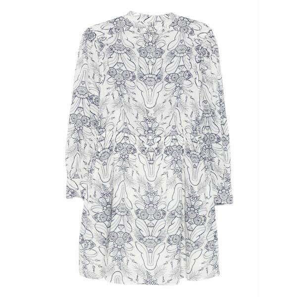 マルコポーロ レディース ワンピース トップス Floral-pattern long-sleeve mini dress White|asty