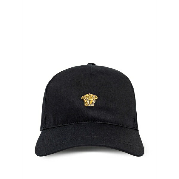 ヴェルサーチ メンズ かぶり笠 添え物 Medusa-embroidered baseball cap Black