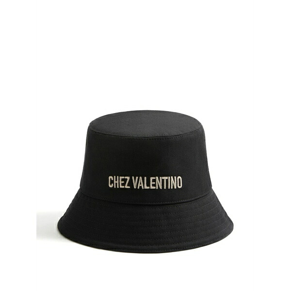 ヴァレンティノ ガラヴァーニ メンズ かぶり笠 添え物 Chez valentino cotton bucket hat with embroidery Black