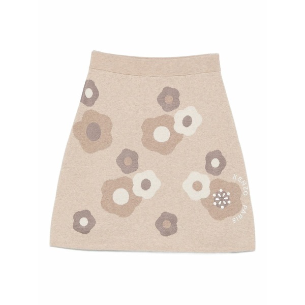 ケンゾー レディース スカート ボトムス Floral-pattern knit skirt Neutrals｜asty