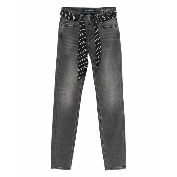マルコポーロ レディース デニムパンツ ボトムス Striped-belt jeans Grey｜asty