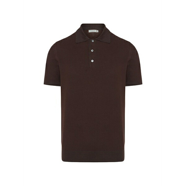 カナーリ メンズ ポロシャツ トップス Buttoned polo shirt Brown｜asty
