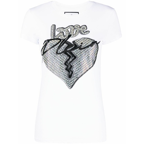 フィリップ飾り気の無い レディース ティーシャツ トップス Love-print short-sleeve t-shirt  White レディースファッション-Tシャツ・カットソー-トップス