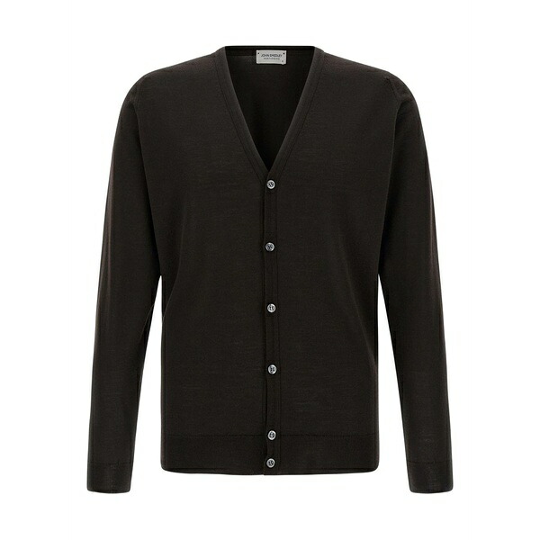 ジョンスメドレー メンズ カーディガン アウター Button-cuffed merino wool cardigan Brown|asty