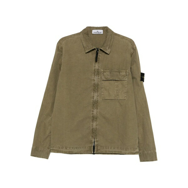 ストーンアイランド メンズ ジャケット&ブルゾン アウター Chest-pocket zip-up shirt jacket Green|asty