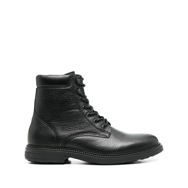 トミー ヒルフィガー メンズ ブーツ シューズ Pebbled-leather boots Black