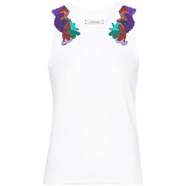 ドロシーシューマッハ レディース カットソー トップス Bead-embroidered tank top White｜asty 58,080円
