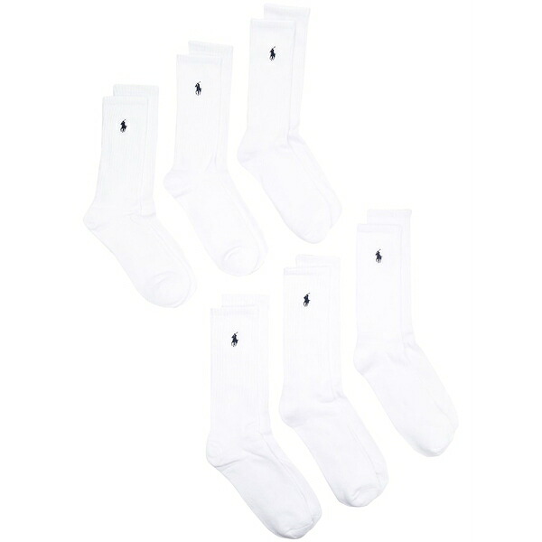 ラルフローレン メンズ 靴下 アンダーウェア 6-pack of socks White|asty