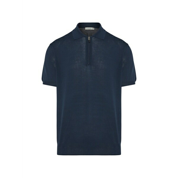 カナーリ メンズ ポロシャツ トップス Zip polo shirt Blue|asty