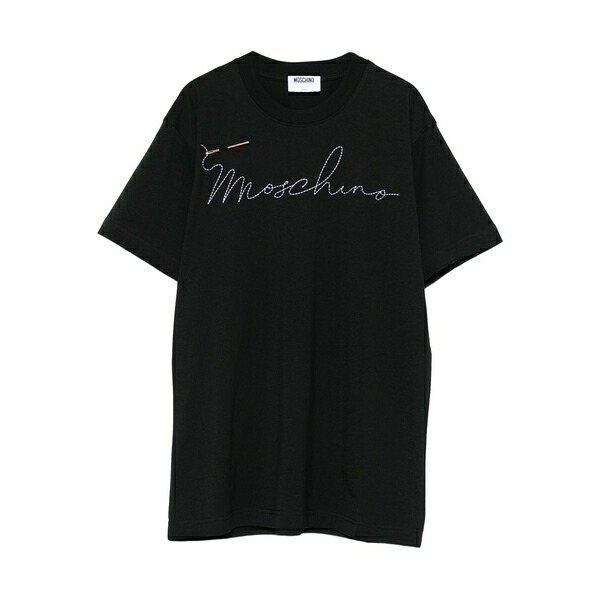 モスキーノ レディース プルオーバー トップス Embroidered t-shirt Black