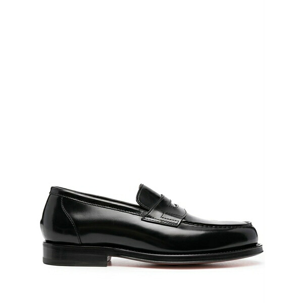サントーニ メンズ スリッポン・ローファー シューズ Slip-on leather loafers Black｜asty