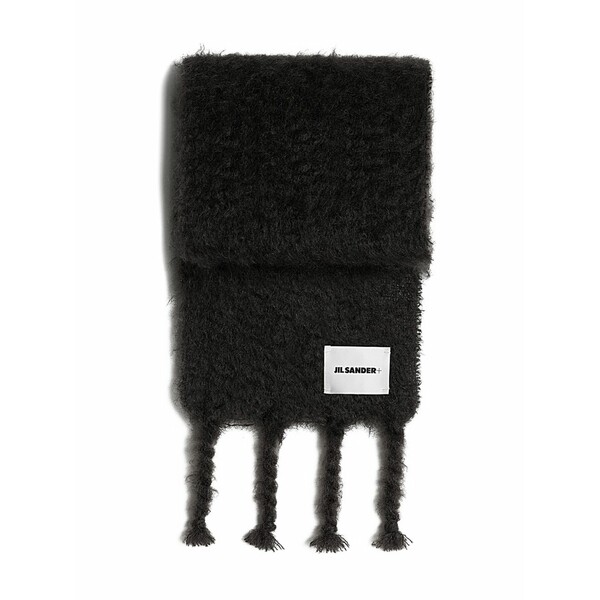 ジル・サンダー レディース えり巻き・袈裟・えり巻き 付属物 Fringed knitted scarf Black
