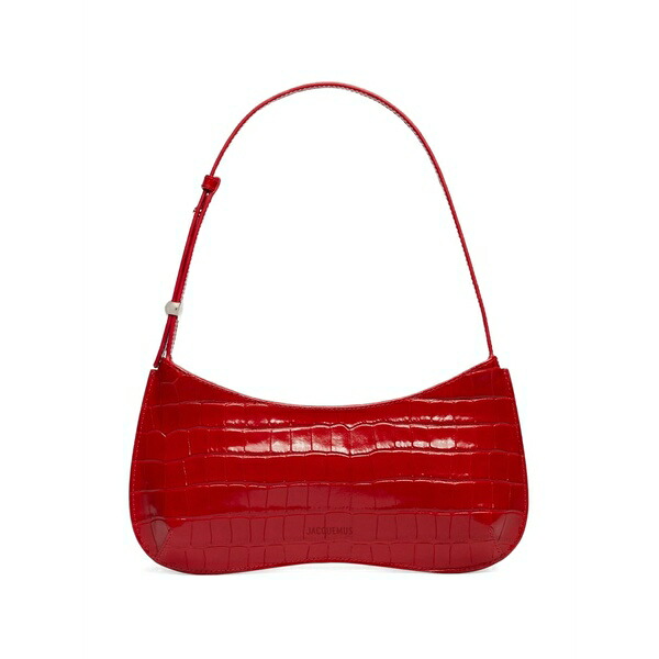 ジャクエムス レディース ショルダーバッグ 御徒面子 Le bisou crocodile-embossed zip shoulder bag Red