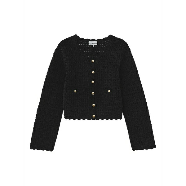 ガニー レディース ジレー アウター Button-fastening pocket cardigan Black トップス-カーディガン・ボレロ