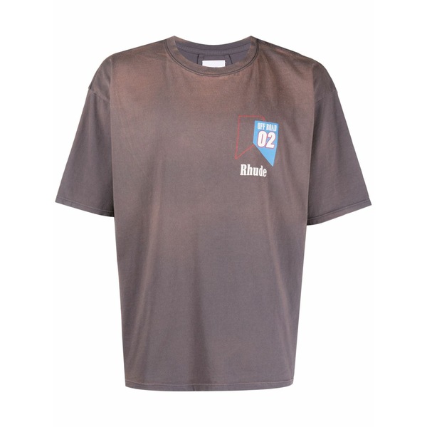 ルード メンズ Tシャツ トップス O2 off-road print cotton t-shirt Grey Tシャツ・カットソー-トップス-メンズファッション