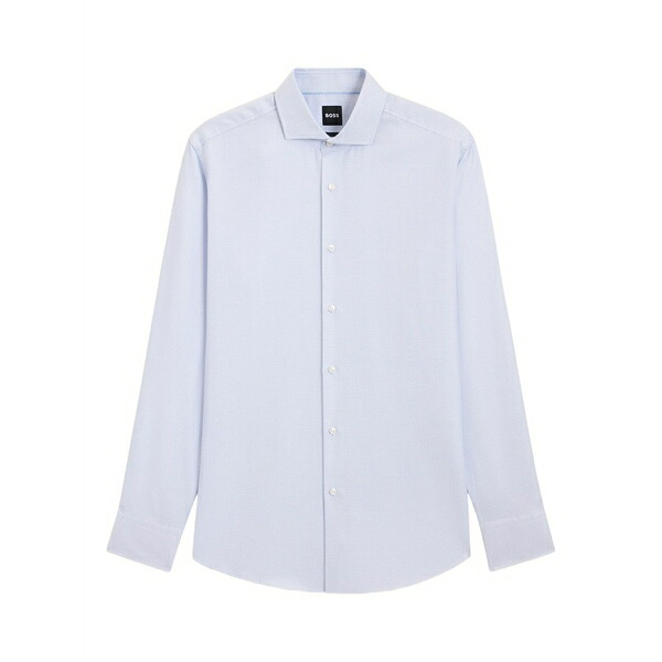 ボス メンズ シャツ トップス Buttoned patterned shirt Blue|asty