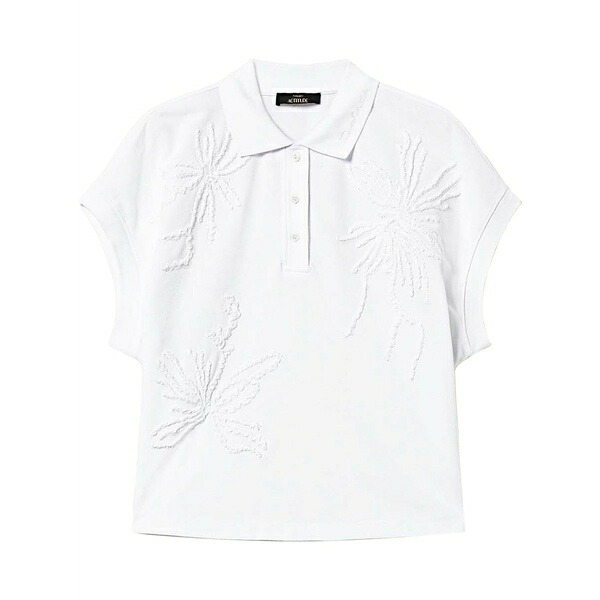 ツイン書き割り レディース スポーツシャツ トップス Embroidered piqu?? polo top White