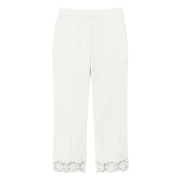 ツイン仕掛ける レディース 心地好いズボン下 ボトムス Cropped lace-trim trousers White