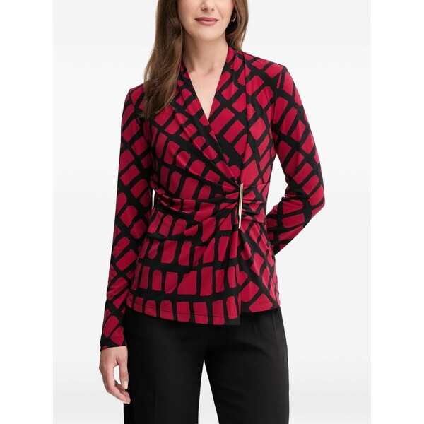 ジョセフリブコフ レディース シャツ トップス Geometric-pattern blouse Red|asty
