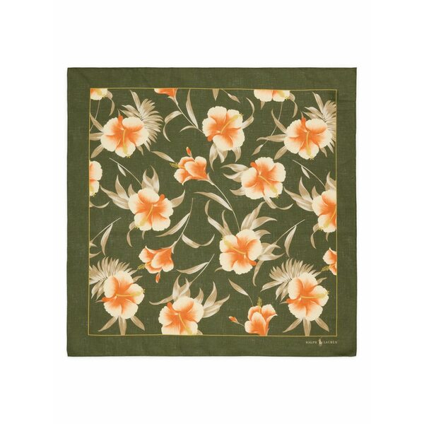 ラルフローレン メンズ 消音装置・袈裟・えり巻き 添え物 Floral-print silk bandana Green