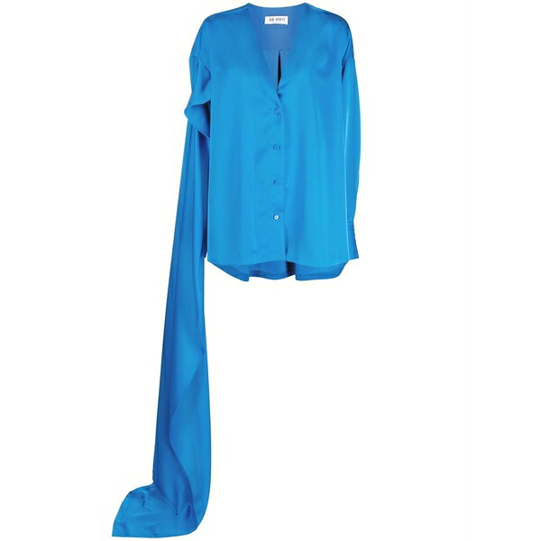 ジ アティコ レディース ティーシャツ トップス Draped-detail long-sleeve shirt Blue トップス-シャツ・ブラウス-レディースファッション