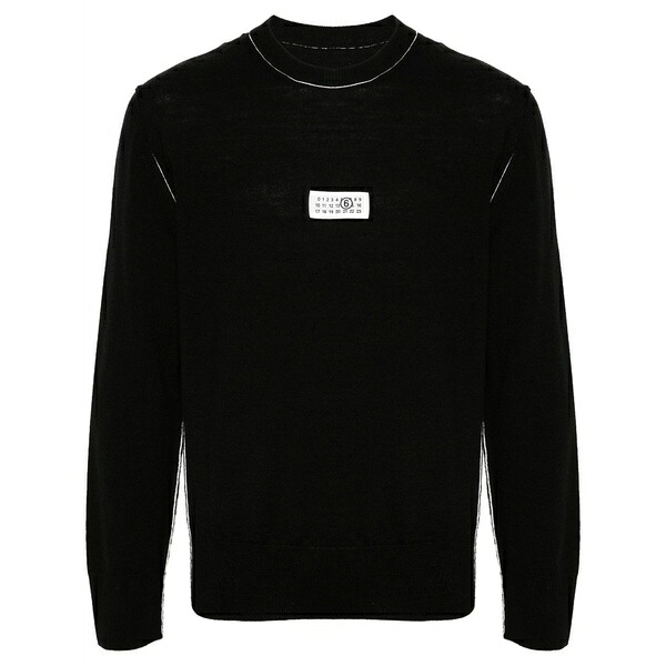 マルタンマルジェラ メンズ 編み物\u0026プルオーバー アウター Numbers-motif fine-knit jumper Black