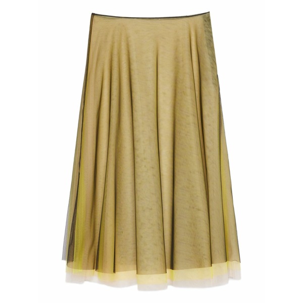 エムエスジイエム レディース スカート ボトムス Layered tulle midi skirt Yellow｜asty