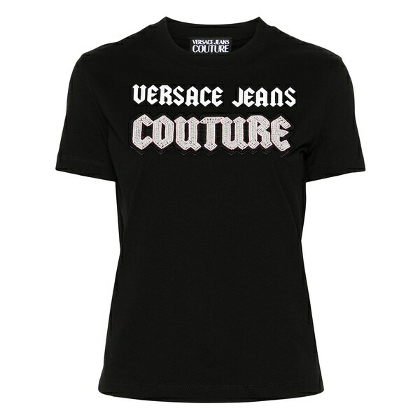 呼びりん探し回る レディース プルオーバー トップス Bead-embellished cotton t-shirt Black