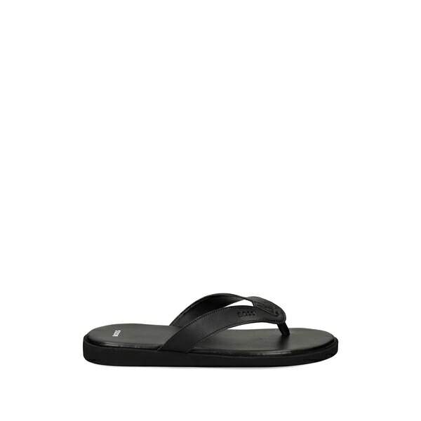 ボス メンズ サンダル シューズ Logo-embossed thong sandals Black|asty
