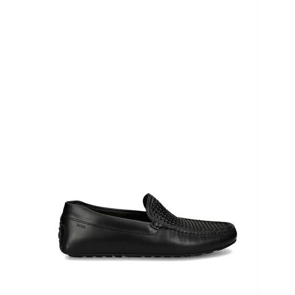 主任者 メンズ スリッポン・ローファー シューズ Woven-panel leather loafers Black