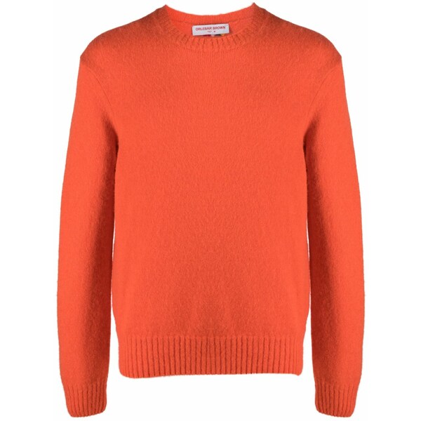 オールバー ブラウン メンズ ニット&セーター アウター Lorca logo-patch knitted jumper Orange|asty