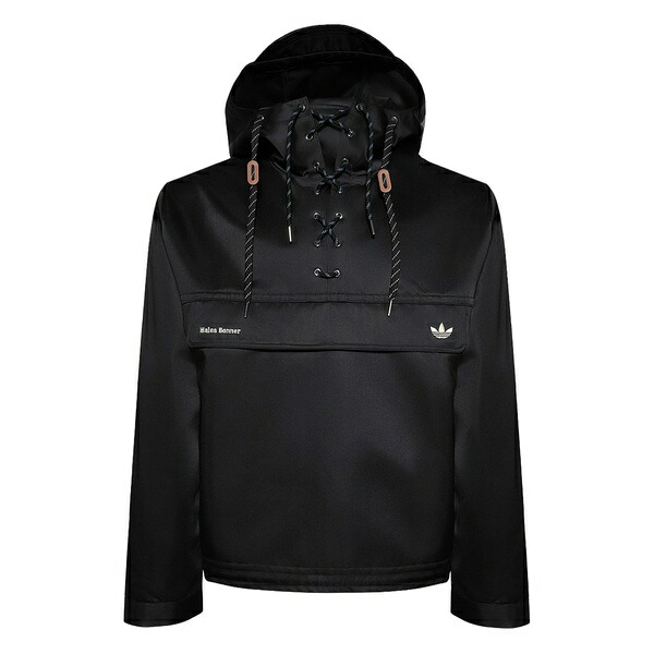 アディダス メンズ パーカー・スウェットシャツ アウター X wales bonner lace-up hoodie Black｜asty