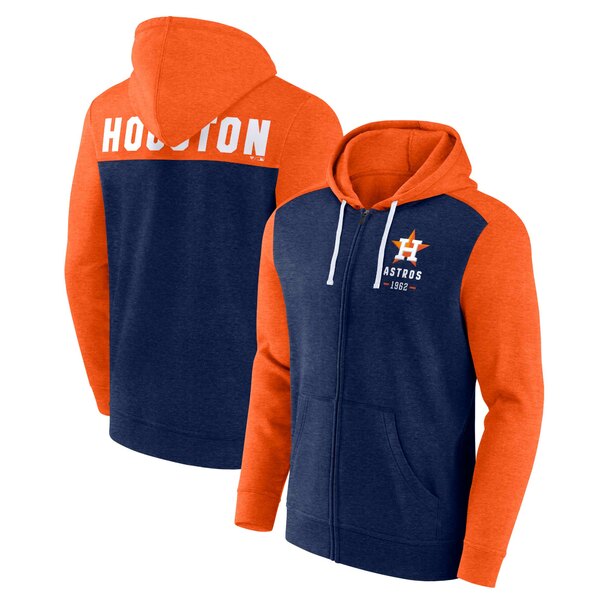 ファナティクス メンズ パーカー・スウェットシャツ アウター Houston Astros Fanatics Branded Blown Away FullZip Hoodie Heathered Navy Orange トップス | raveispurchase.com